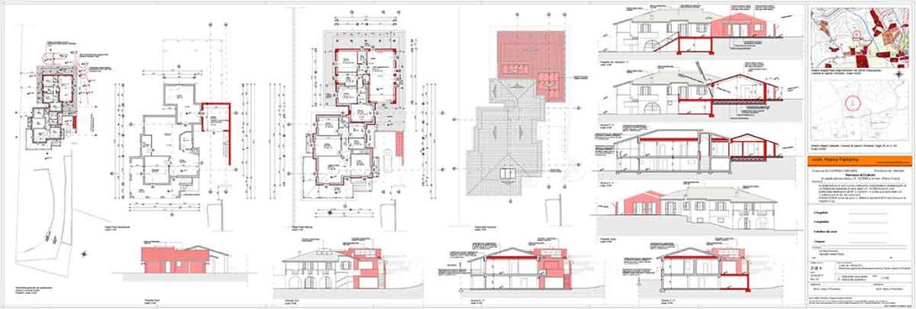 Ampliamento e riqualificazione con Piano Casa.Tavola 3, Tavole di progetto degli interni con sistemazione degli esterni, Architetto Marco Pastorino