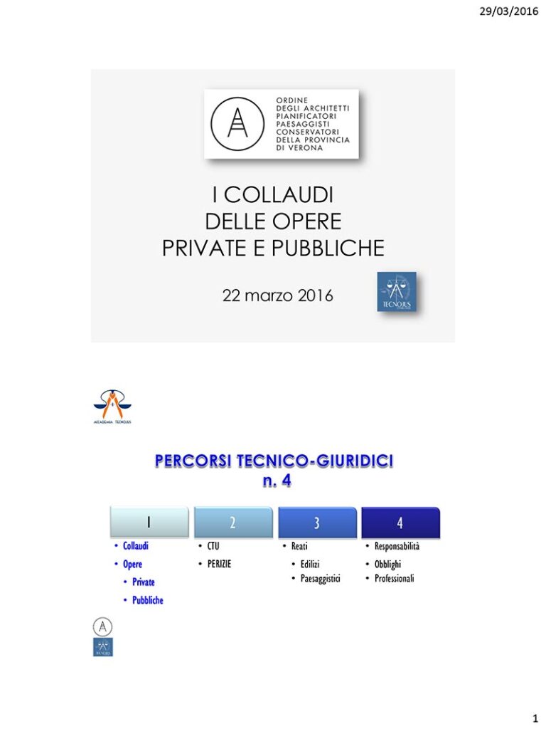 Collaudi nelle opere Pubbliche e Private 2016